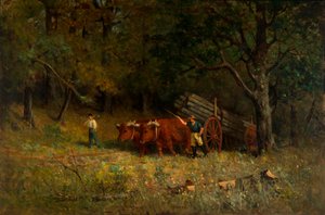 İsimsiz çocuk ve öküzlü adam, 1891. by Edward Mitchell Bannister