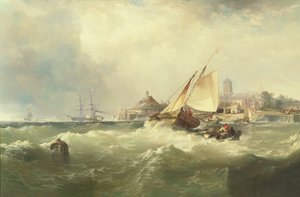 Delaware üzerinde New Castle by Edward Moran