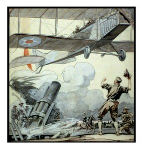 Uçak, topçu silahı ve askerler, Edward Penfield by Edward Penfield