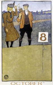 Golf oynayan çift - Edward Penfield, ed. 1899 by Edward Penfield