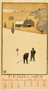 Golf Takvimi. Şubat - Edward Penfield (1866-1925) - 1899 - Renkli litografi - 41x28.6 - Museu Nacional d