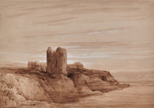 Bir uçurumun üzerinde bir kulenin deniz manzarası by Edward Pretty