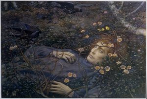 'Oh, Hollow'daki Nedir?' (kağıt üzerine sulu boya) by Edward Robert Hughes
