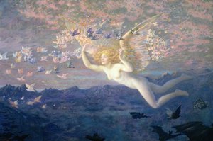 On the Wings of the Morning, 1905 (gövde rengi ve altın rengi boya ile yükseltilmiş) by Edward Robert Hughes