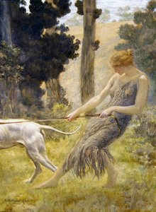 Köpeğini Yürüten Kadın (gemide öfke) by Edward Robert Hughes