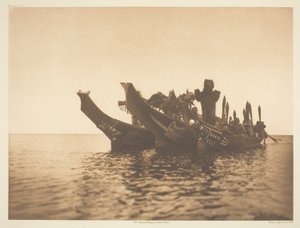 Kanolarda Maskeli Dansçılar-Qagyuhl A by Edward S. Curtis