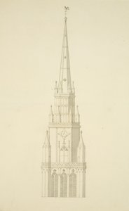 Öngörülen St Mary Redcliffe Kulesi (kağıt üzerine kalem ve sulu boya) by Edward Shiercliffe