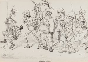 Dan Leons Light Horse, Henry Irving, Beerbohm Tree, R.B., W.S. Penley, Forbes Robertson ve E.P., Punch için, Kasım 1902 by Edward Tennyson Reed