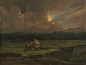 Fırtınalı Bir Manzarada Bir Asker ve Karısı ve Çocuğu by Edward Villiers Rippingille