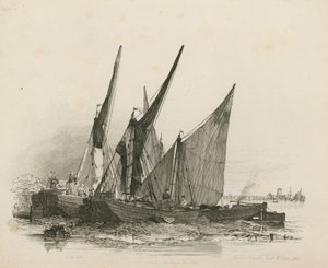 Thames üzerinde mavnalar by Edward William Cooke