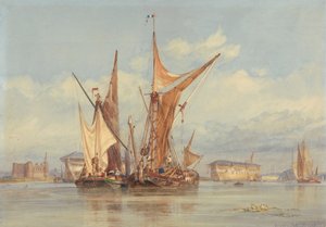 Medway'de, Gillingham yakınlarında Bomba Korumalı Pil... by Edward William Cooke