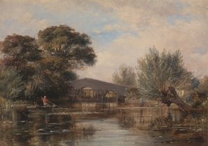 Oxford yakınlarındaki Godstow Köprüsü by Edward William Cooke