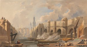 Eski ve Yeni Londra Köprüsü by Edward William Cooke