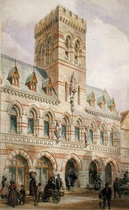 Congleton Belediye Binası (kağıt üzerine sulu boya) by Edward William Godwin