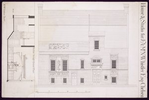 J.A.M. için House und Studio için Tasarım Whistler Esq, Chelsea, c.1877-78 (ayrıca bkz. 176477) by Edward William Godwin
