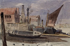 Battersea, Teknelerle Nehir Kıyısı by Edward attr. to Bragg