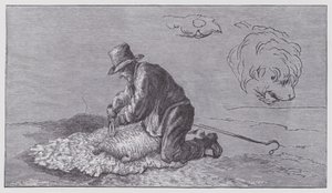 koyun kırkma by Edwin (after) Landseer