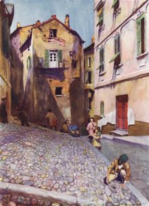 Korsika: Eski evler, Bastia (renkli taş) by Edwin Arthur Norbury