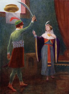 Büyük bir öfke içindeydi ve kılıcını elinde tuttu. by Edwin Arthur Norbury