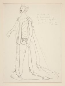 A Lady, Henry Irving için kostüm çizimi by Edwin Austin Abbey