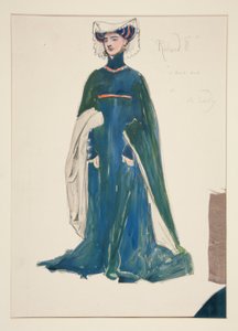A Lady, Henry Irving için kostüm çizimi by Edwin Austin Abbey