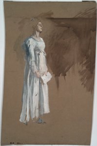 Klasik elbiseli bir figür. by Edwin Austin Abbey