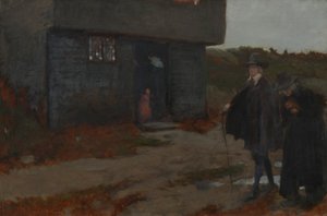 Kulübe Kapısında (17. Yüzyıl New England Sahnesi) by Edwin Austin Abbey