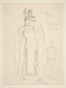 Bolingbroke (Turnuva sahnesi), Henry Irving için kostüm çizimi by Edwin Austin Abbey