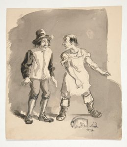 İki adam ve kırık pot çizgi film by Edwin Austin Abbey