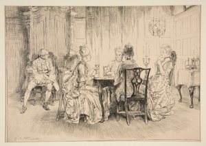 Yemek Sahnesi - Austin Dobson için illüstrasyon by Edwin Austin Abbey