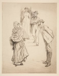 Figür Sahne, çalışma için by Edwin Austin Abbey