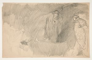 Durgun bir figür, tanımlanamayan bir Shakespeare oyunu için eskiz by Edwin Austin Abbey