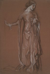 Şekil çalışması. Kırmızı kağıt üzerinde kömür ve tebeşir. by Edwin Austin Abbey