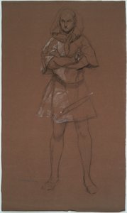 Şekil çalışması. Ortaçağ kostümlü adam. Muhtemelen bir çalışma by Edwin Austin Abbey