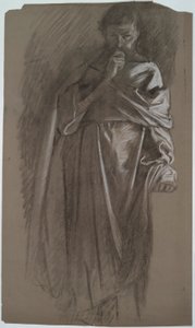 Figür çalışması, elbise tutan adam by Edwin Austin Abbey