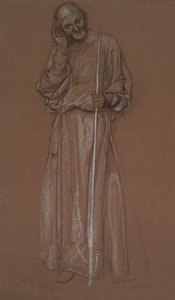 Figür çalışması, asalı yaşlı adam, muhtemelen Polonius by Edwin Austin Abbey