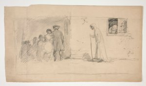 Taş ev - tanımlanamayan illüstrasyon dışında rakamlar grubu by Edwin Austin Abbey