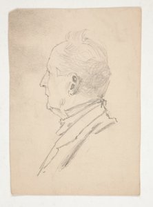 Bir adamın başı (rekto); Eskiz parçaları (verso) by Edwin Austin Abbey