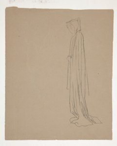 Kapşonlu Figür (rekto); Erkek Figürü Çalışması (verso) by Edwin Austin Abbey