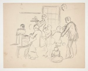 İç restoran sahnesi(?) - tanımlanamayan resim by Edwin Austin Abbey