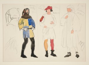Keten Kostüm, Fırıncı Kostümü, Beyefendi: Henry Irving için kostüm çizimi by Edwin Austin Abbey