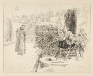 Malvolio, II. Perde, Sahne v, Onikinci Gece için mektubu, çizimi bulur by Edwin Austin Abbey