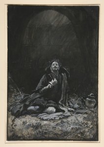 Zindandaki Malvolio, III. Perde, Sahne iv, On İkinci Gece için çizim by Edwin Austin Abbey