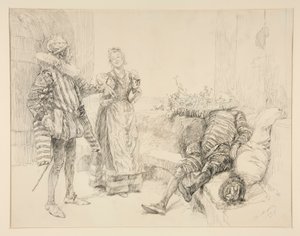 Maria, Sir Andrew ve Toby, I. Perde, Sahne iii, On İkinci Gece için illüstrasyon by Edwin Austin Abbey