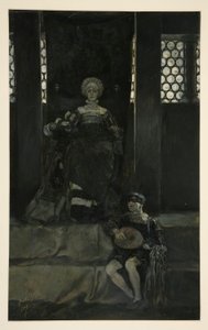 Mariana ve çocuk şarkı söylüyor - III. Perde, Sahne I, Ölçü Ölçüsü by Edwin Austin Abbey