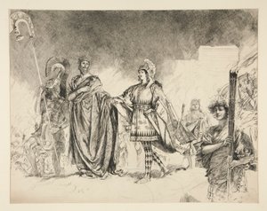 Theseus ve Hippolyta'nın Evlilik Sabahı (.1036) - Bir Yaz Gecesi'nden Theseus'a Girin by Edwin Austin Abbey