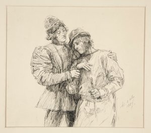 Orlando ve Adam, II. Perde için illüstrasyon, Sahne iv, İstediğiniz Gibi by Edwin Austin Abbey