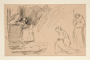 Perde II, Sahne I, Hepsi için ön taslak by Edwin Austin Abbey