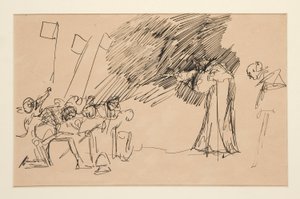 Perde II, Sahne I, Hepsi için ön taslak by Edwin Austin Abbey