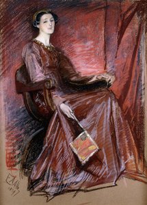Elizabeth Dönemi Başlıklı Oturan Kadın, 1897 by Edwin Austin Abbey
